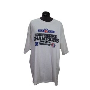 Reebok Seahawks Vintage Championship Crew Neck T Shirt Men XL Football Tee FLAW